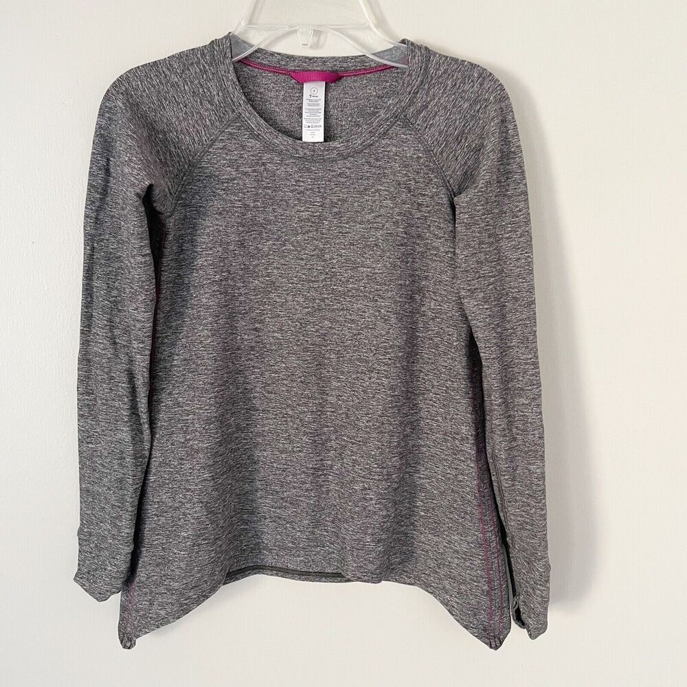 Ivivva Girls Size 8 Gray Practice Ready Long Sleeve Shirt Athletic